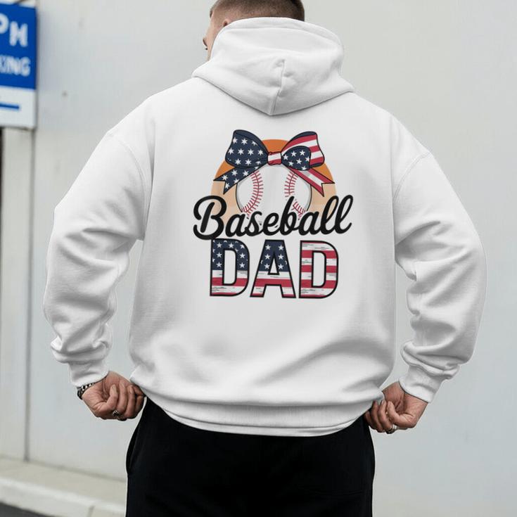 Baseball Dad American Flag Bow Sports Men's Hoodie Back Print