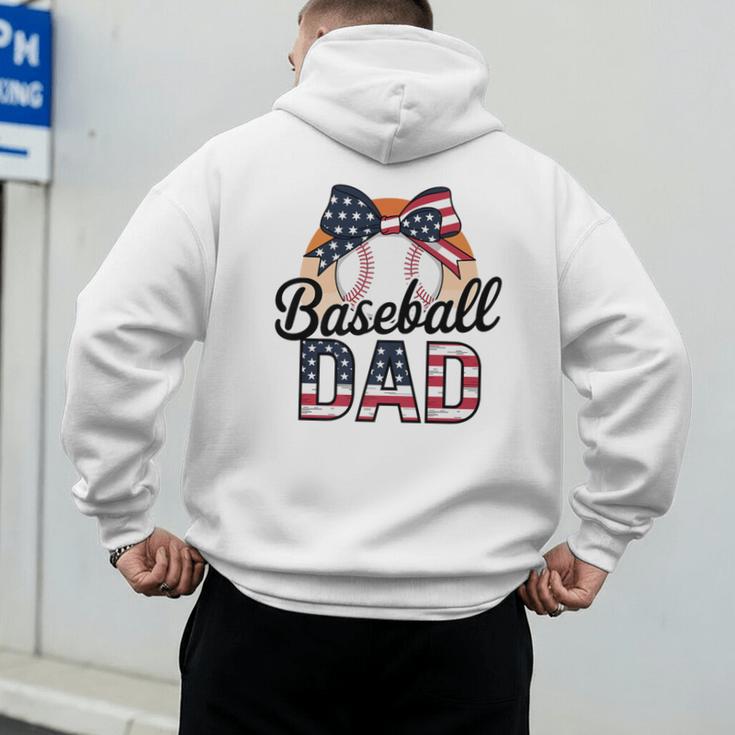 Baseball Dad American Flag Bow Sports Premium Men's Hoodie Back Print Baseball Dad American Flag Bow Sports Premium Men's Hoodie Back Print