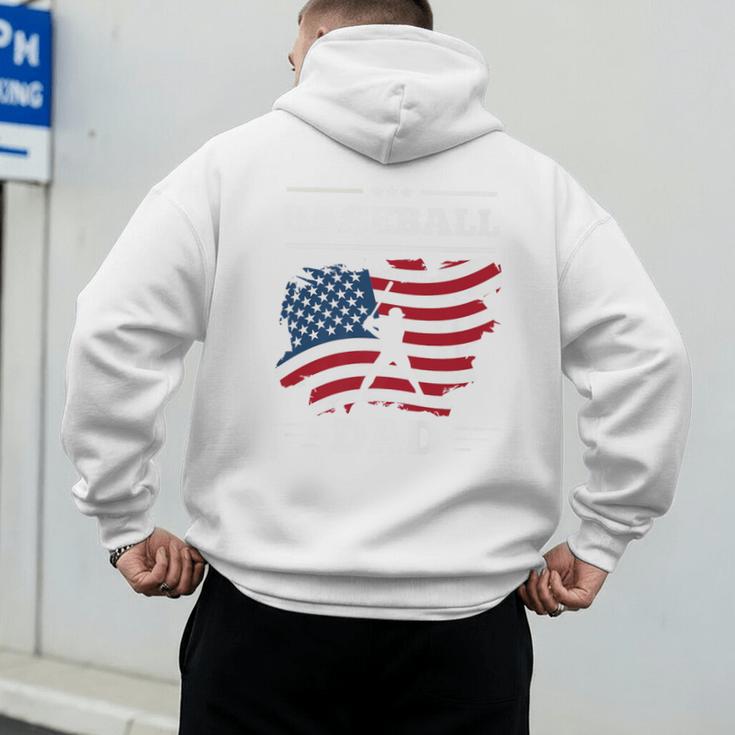 Baseball DAD American Flag Patriotic Father's Day Premium Men's Hoodie Back Print Baseball DAD American Flag Patriotic Father's Day Premium Men's Hoodie Back Print