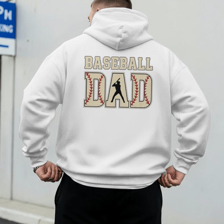 Baseball Dad Distressed Bold Stitch Graphic Sports Father Premium Men's Hoodie Back Print