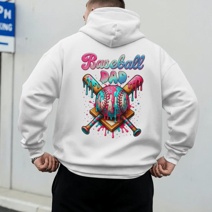 Baseball Dad Game Day Vibes Ice Cream Drip Baseball Daddy Men's Hoodie Back Print