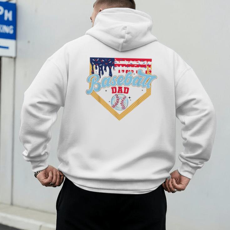 Baseball Dad Ice Cream Drip Father American Flag 4th Of July Men's Hoodie Back Print Baseball Dad Ice Cream Drip Father American Flag 4th Of July Men's Hoodie Back Print