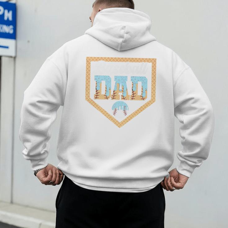 Baseball Dad Ice Cream Drip Home Plate Cool Fathers Day Premium Men's Hoodie Back Print Baseball Dad Ice Cream Drip Home Plate Cool Fathers Day Premium Men's Hoodie Back Print