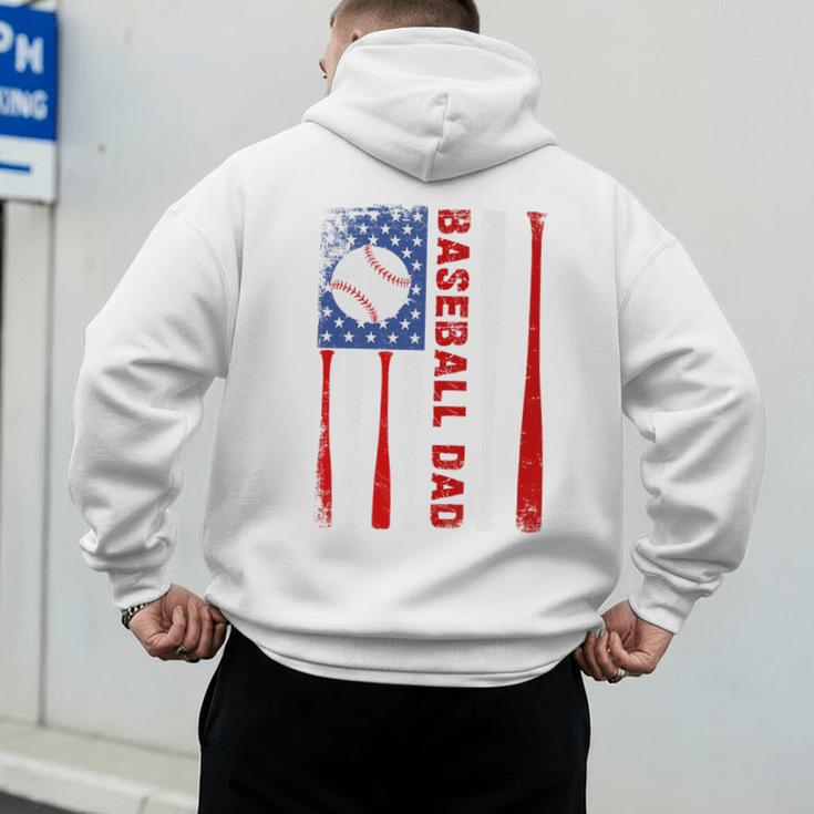 Baseball Dad USA American Flag Father's Day 4th Of July Premium Men's Hoodie Back Print Baseball Dad USA American Flag Father's Day 4th Of July Premium Men's Hoodie Back Print