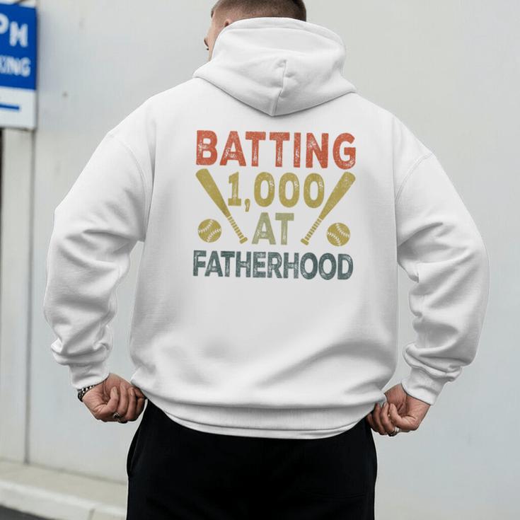Baseball Dad Vintage Batting 1000 At Fatherhood Men's Hoodie Back Print