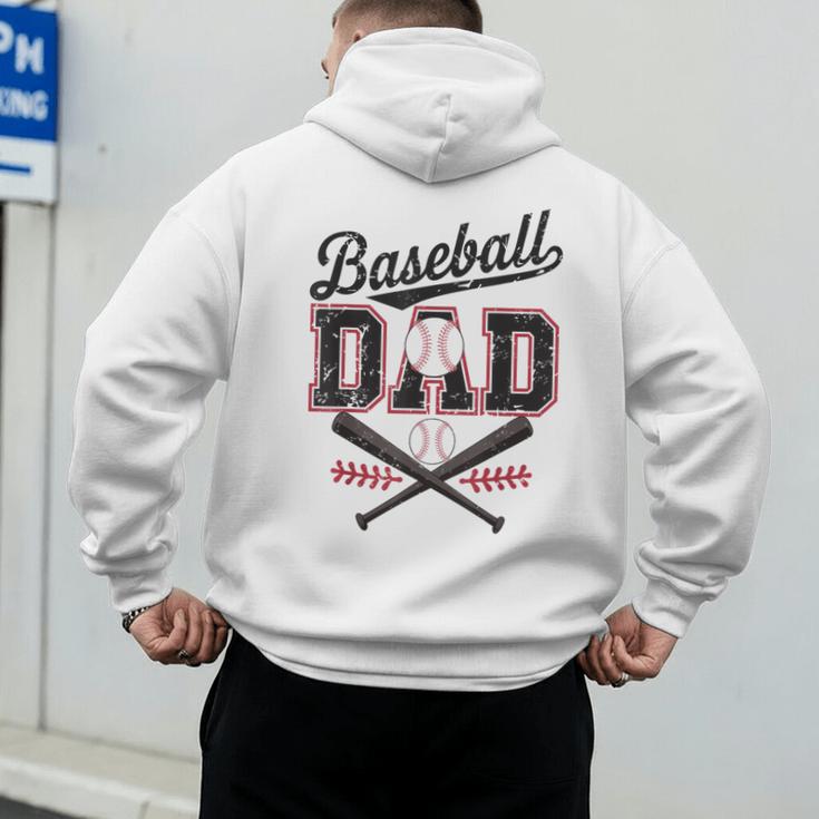 Baseball Daddy Father's Day Baseball Season Vintage Game Day Men's Hoodie Back Print