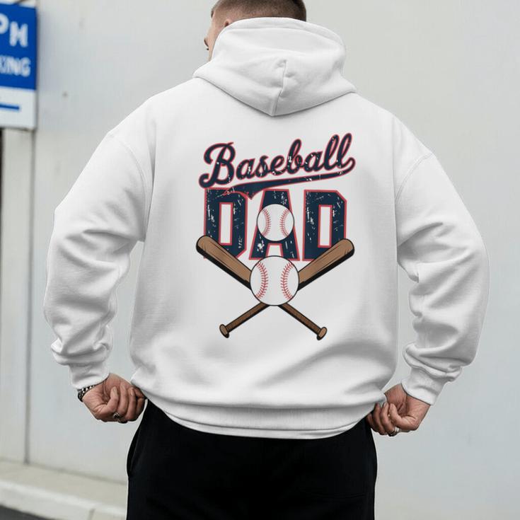 Cool Baseball Dad For Vintage Father's Day Game Day Men's Hoodie Back Print