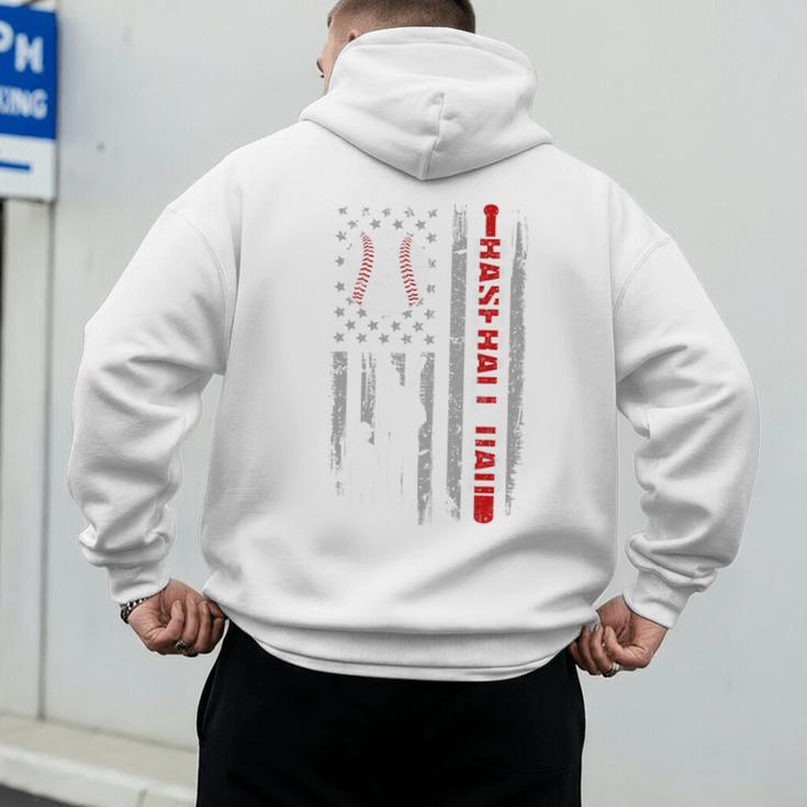 Father's Day USA Flag Patriotic Baseball Dad Premium Men's Hoodie Back Print Father's Day USA Flag Patriotic Baseball Dad Premium Men's Hoodie Back Print