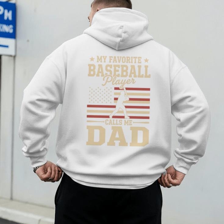 My Favorite Baseball Player Calls Me Dad Baseball Dad Premium Tri-Blend Men's Hoodie Back Print