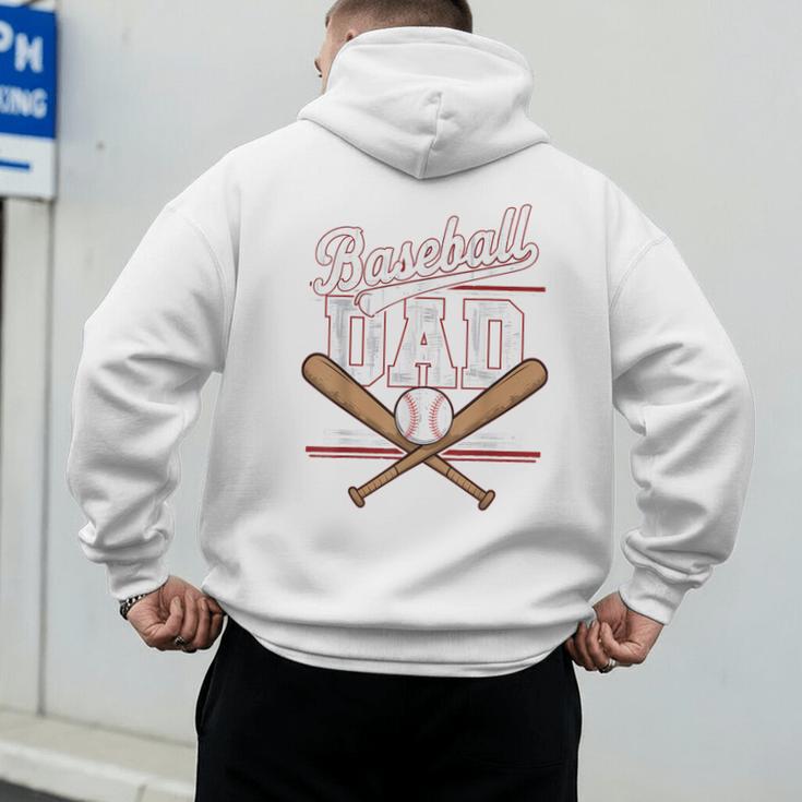Game Day Baseball Dad Vintage Daddy Father's Day Boys Kids Men's Hoodie Back Print
