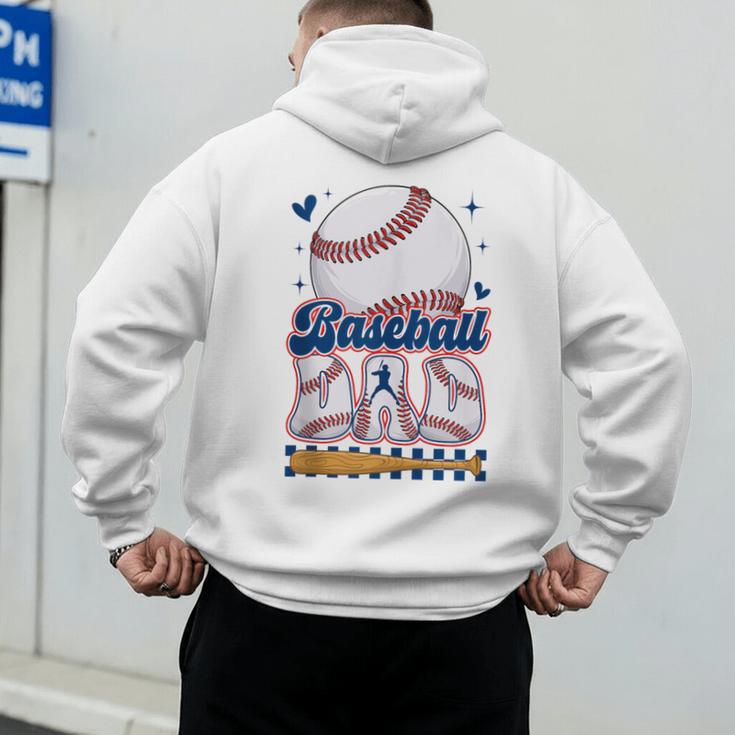 Groovy Baseball Dad Daddy Father Happy Fathers Day Men Guys Men's Hoodie Back Print