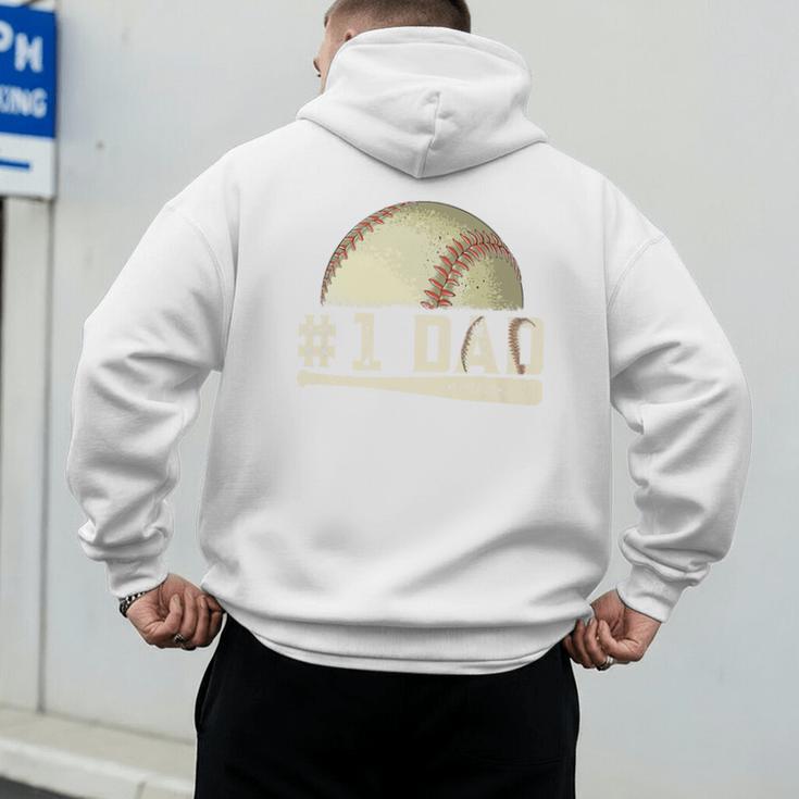 Number One Baseball Dad Fathers Day Baseball Player Dad Papa Premium Men's Hoodie Back Print Number One Baseball Dad Fathers Day Baseball Player Dad Papa Premium Men's Hoodie Back Print