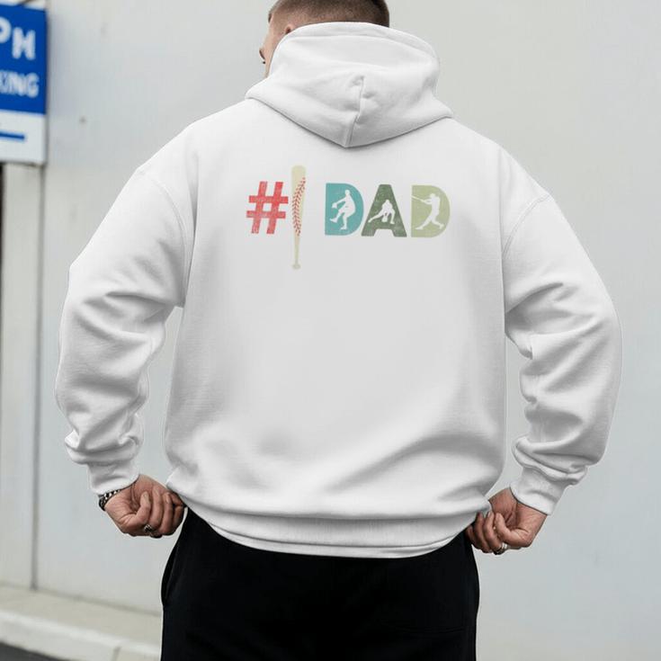 Number One Baseball Dad Father's Day Baseball Player Dad Premium Men's Hoodie Back Print