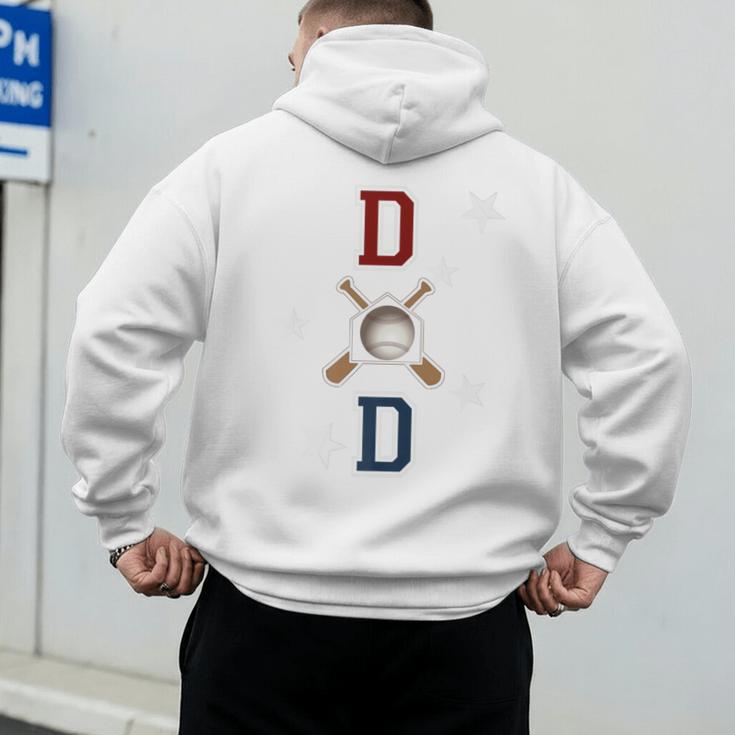 Patriotic Baseball Dad Father's Day Red Blue Star Premium Men's Hoodie Back Print
