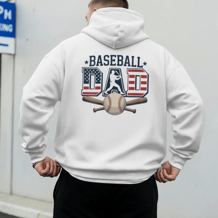 Patriotic Baseball Dad USA Flag American 4th Of July Men's Hoodie Back Print
