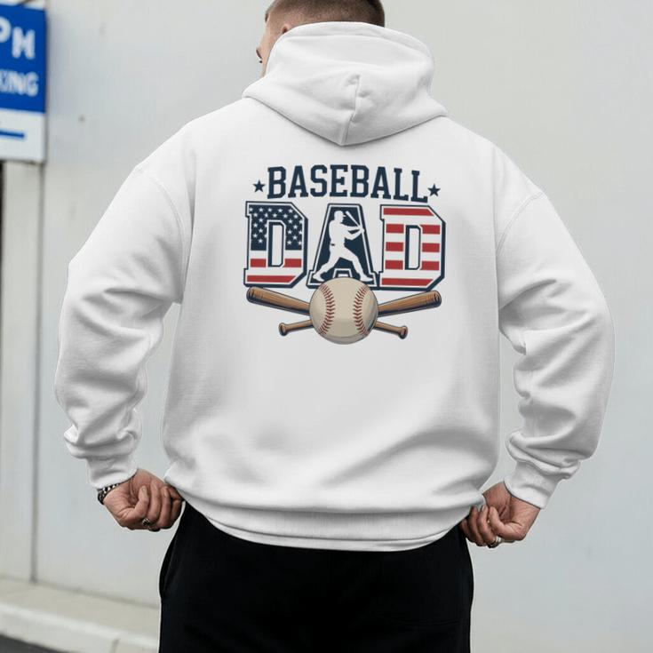 Patriotic Baseball Dad USA Flag American 4th Of July Premium Men's Hoodie Back Print