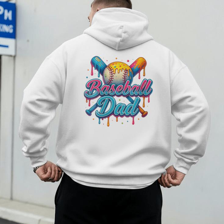 Retro Baseball Dad Dripping Ice Cream Father's Day Men's Hoodie Back Print