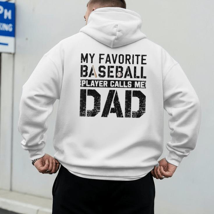 Retro Baseball Dad My Favorite Baseball Player Calls Me Dad Men's Hoodie Back Print Retro Baseball Dad My Favorite Baseball Player Calls Me Dad Men's Hoodie Back Print