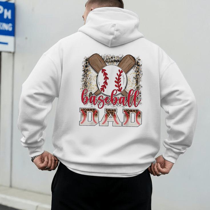 Retro Baseball Dad Leopard Proud Ball Dad Men's Hoodie Back Print Retro Baseball Dad Leopard Proud Ball Dad Men's Hoodie Back Print