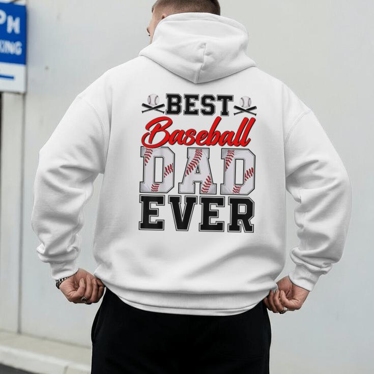 Retro Best Baseball Dad Ever Daddy Happy Fathers Day Men Men's Hoodie Back Print