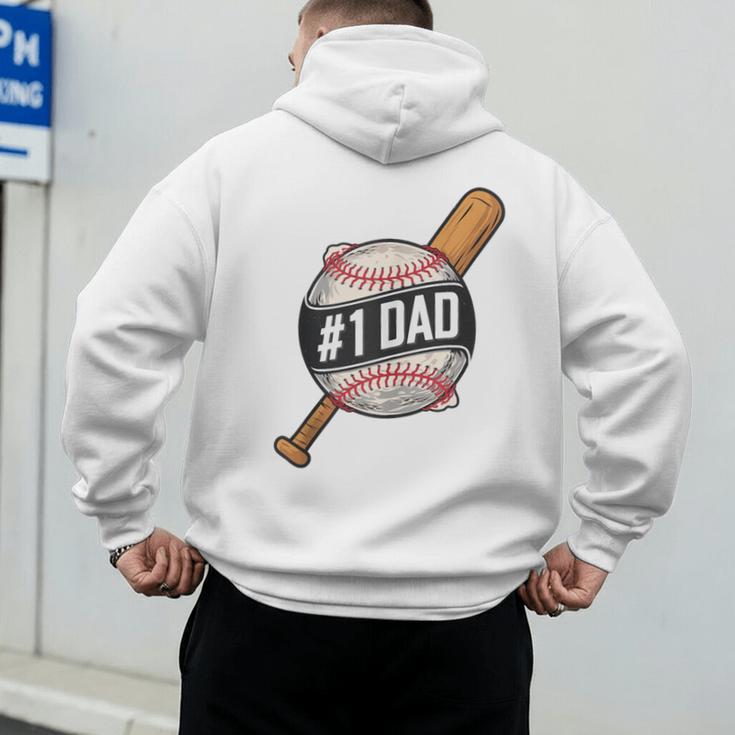 Vintage 1 Baseball Dad Daddy Father's Day From Son Daughter Men's Hoodie Back Print
