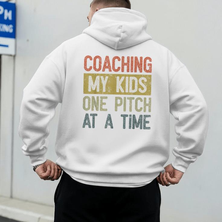 Vintage Baseball Dad Coaching My Kids One Pitch At A Time Men's Hoodie Back Print Vintage Baseball Dad Coaching My Kids One Pitch At A Time Men's Hoodie Back Print