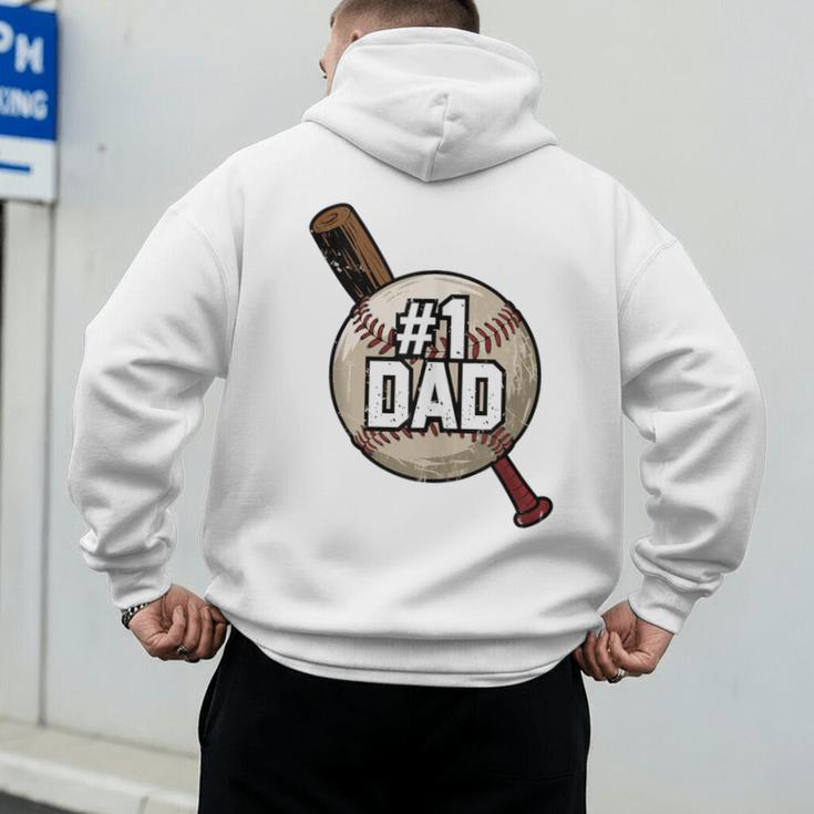 Vintage Father's Day 1 Baseball Dad Baseball Lovers Players Men's Hoodie Back Print