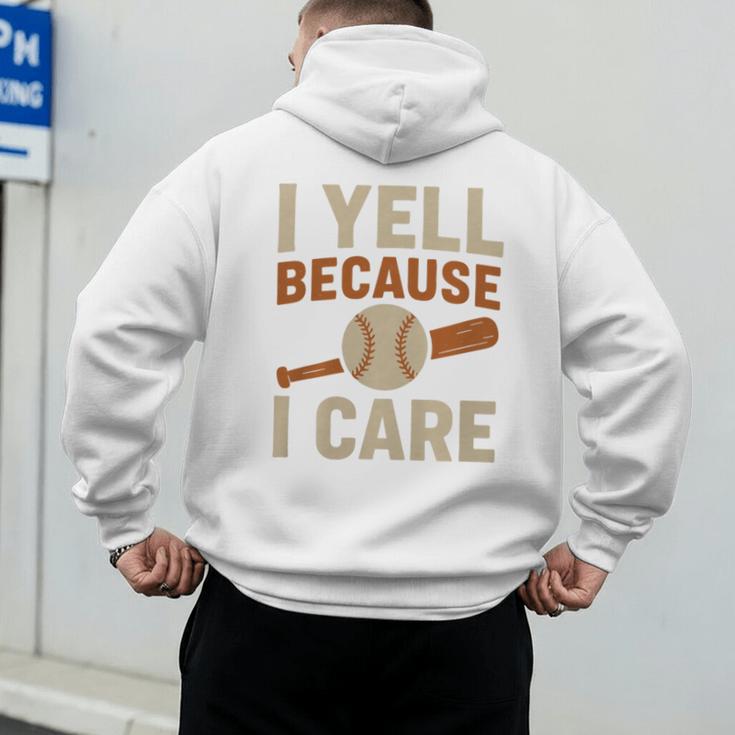 I Yell Because I Care Baseball Dad Coach Father's Day Premium Tri-Blend Men's Hoodie Back Print