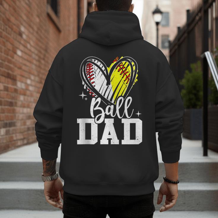 Ball Dad Softball Baseball Dad Daddy Men's Hoodie Back Print
