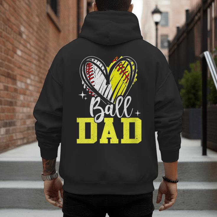 Ball Dad Softball Baseball Dad Fathers Day Men's Hoodie Back Print
