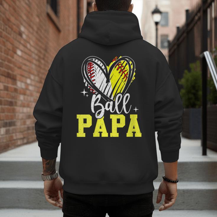 Ball Papa Softball Baseball Dad Daddy Men's Hoodie Back Print Ball Papa Softball Baseball Dad Daddy Men's Hoodie Back Print