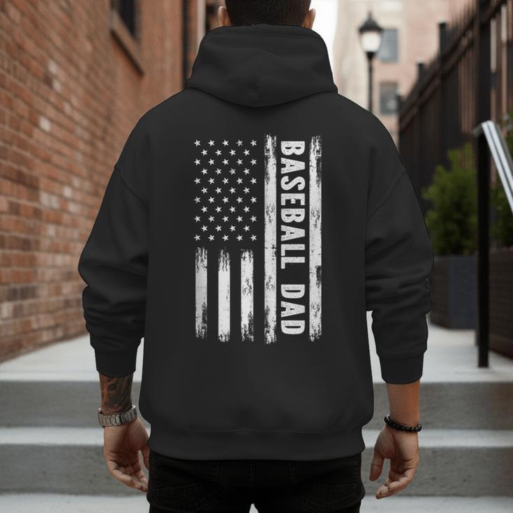 Baseball Dad American Flag Grunge Retro Vintage Father Men's Hoodie Back Print Baseball Dad American Flag Grunge Retro Vintage Father Men's Hoodie Back Print