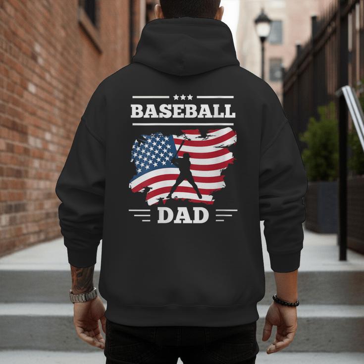 Baseball DAD American Flag Patriotic Father's Day Men's Hoodie Back Print Baseball DAD American Flag Patriotic Father's Day Men's Hoodie Back Print