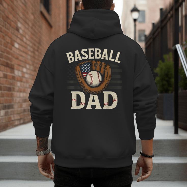Baseball Dad Fathers Day American USA Flag Men Boys Kids Men's Hoodie Back Print Baseball Dad Fathers Day American USA Flag Men Boys Kids Men's Hoodie Back Print