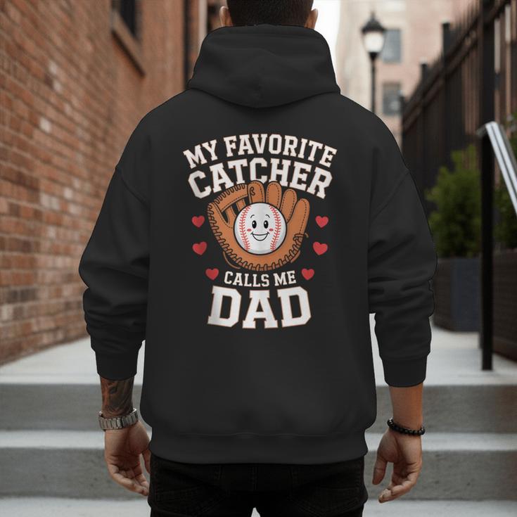 Baseball Dad Father's Day Catcher Men Men's Hoodie Back Print
