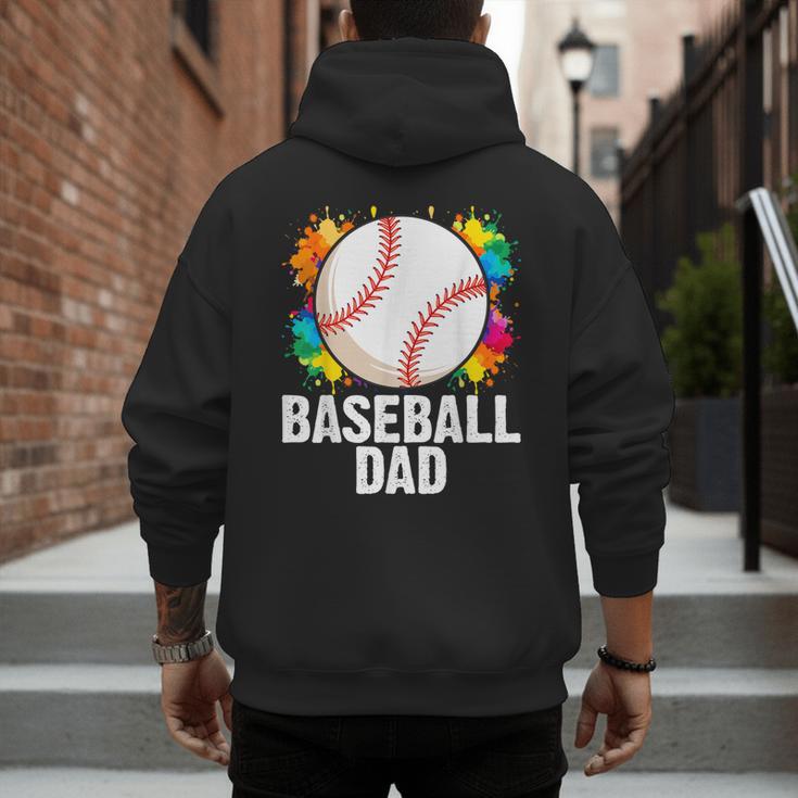 Baseball Dad Fathers Day For Daddy Papa Father Men's Hoodie Back Print
