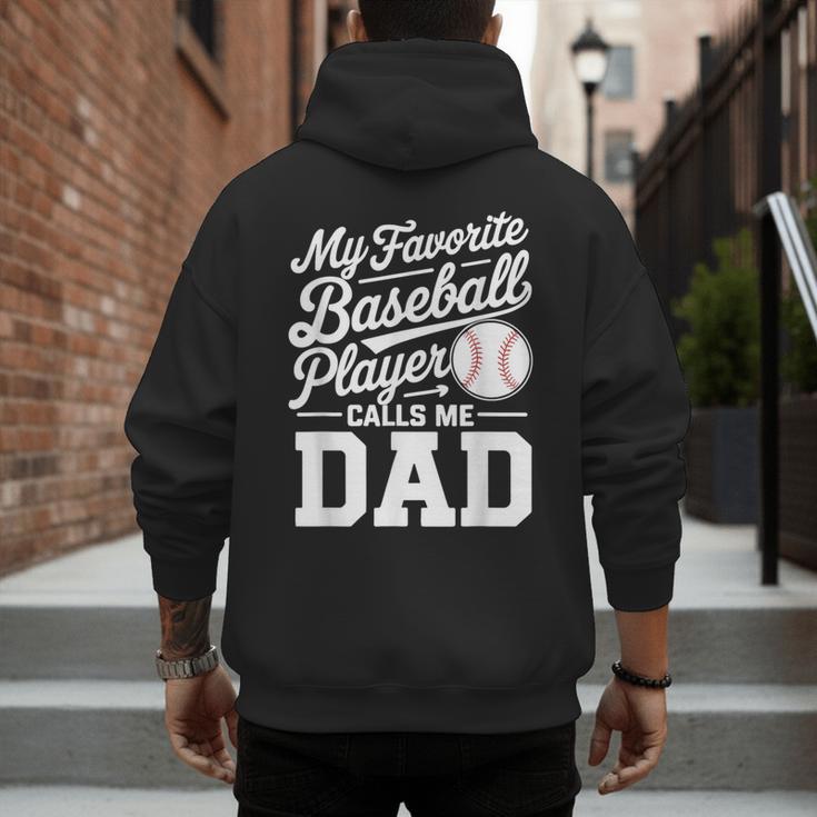 Baseball Dad My Favorite Baseball Player Calls Me Dad Men's Hoodie Back Print