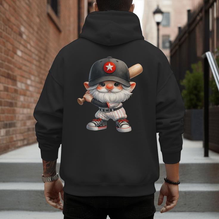 Baseball Dad Gnome With Baseball Bat For Grandpa Life Men's Hoodie Back Print Baseball Dad Gnome With Baseball Bat For Grandpa Life Men's Hoodie Back Print