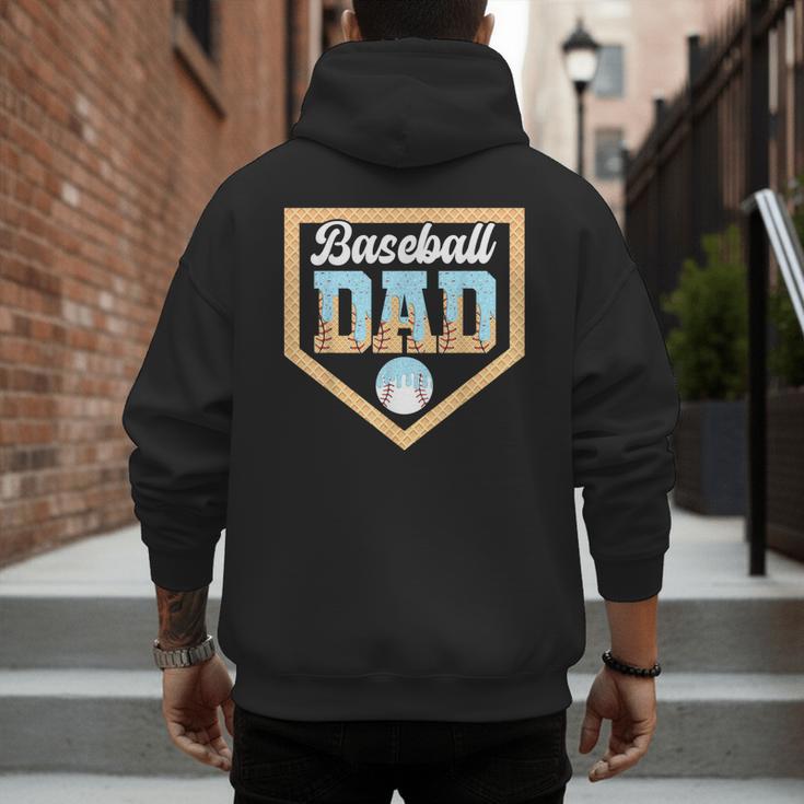 Baseball Dad Ice Cream Drip Home Plate Cool Fathers Day Men's Hoodie Back Print