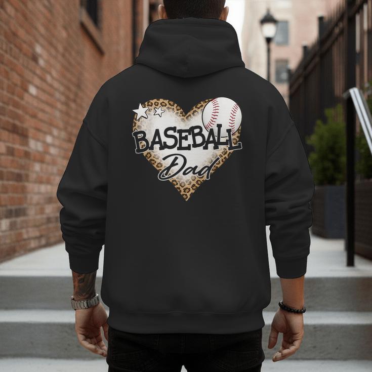 Baseball Dad Leopard Heart Baseball Lover Men's Hoodie Back Print Baseball Dad Leopard Heart Baseball Lover Men's Hoodie Back Print