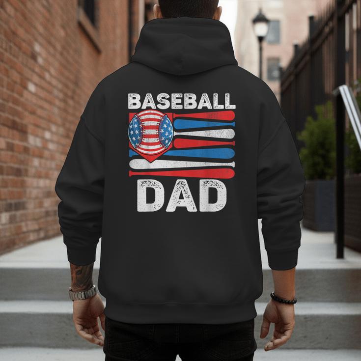 Baseball Dad For Men American Flag 4th Of July Fathers Day Men's Hoodie Back Print Baseball Dad For Men American Flag 4th Of July Fathers Day Men's Hoodie Back Print