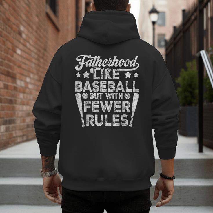 Baseball Dad Men Fatherhood Like Baseball With Fewer Rules Men's Hoodie Back Print Baseball Dad Men Fatherhood Like Baseball With Fewer Rules Men's Hoodie Back Print