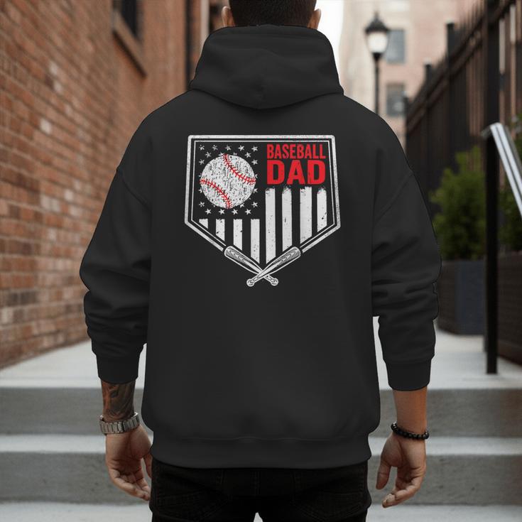 Baseball Dad Men USA American Flag Fathers Day 4th Of July Men's Hoodie Back Print Baseball Dad Men USA American Flag Fathers Day 4th Of July Men's Hoodie Back Print
