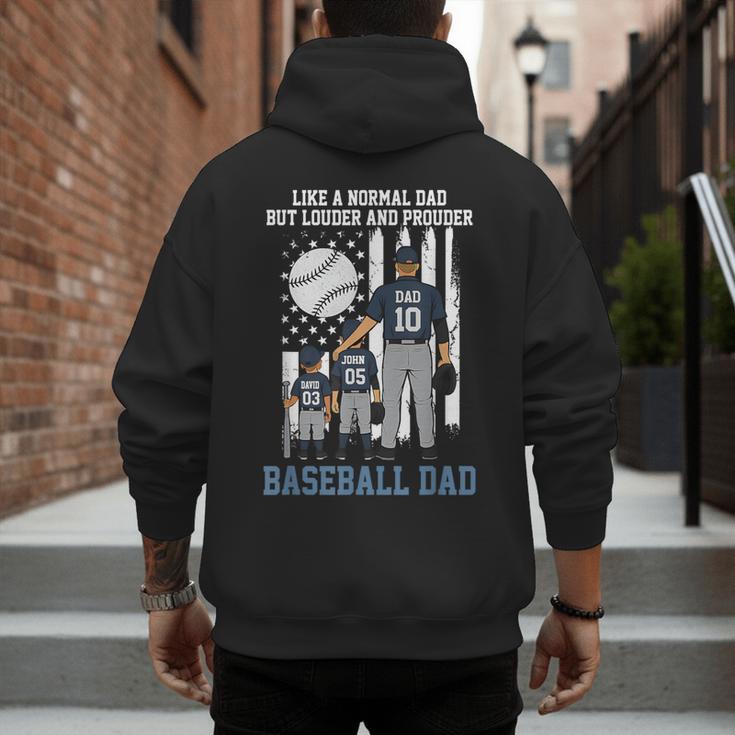 Baseball Dad Like A Normal Dad But Louder And Prouder Men's Hoodie Back Print