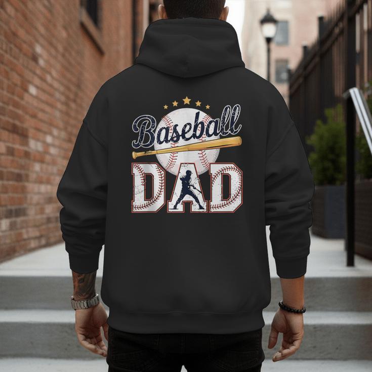 Baseball Dad Player Cool Retro Sports Fan Father's Day Men's Hoodie Back Print