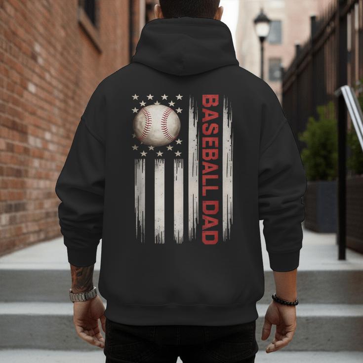 Baseball DAD USA American Flag Fathers Day 4th Of July Men's Hoodie Back Print Baseball DAD USA American Flag Fathers Day 4th Of July Men's Hoodie Back Print