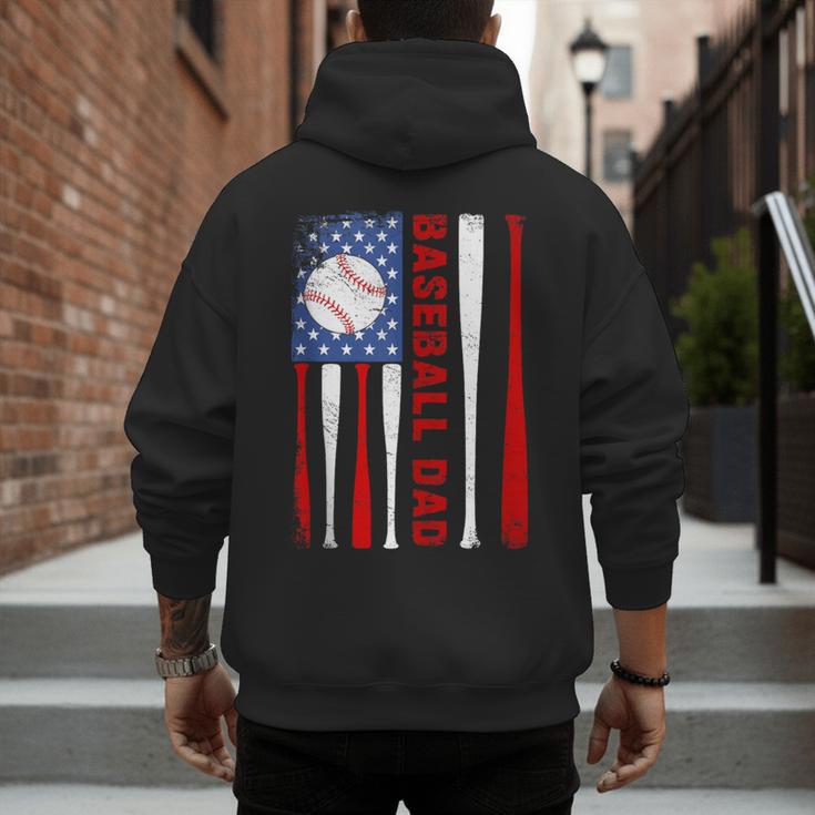 Baseball Dad USA American Flag Father's Day 4th Of July Men's Hoodie Back Print Baseball Dad USA American Flag Father's Day 4th Of July Men's Hoodie Back Print