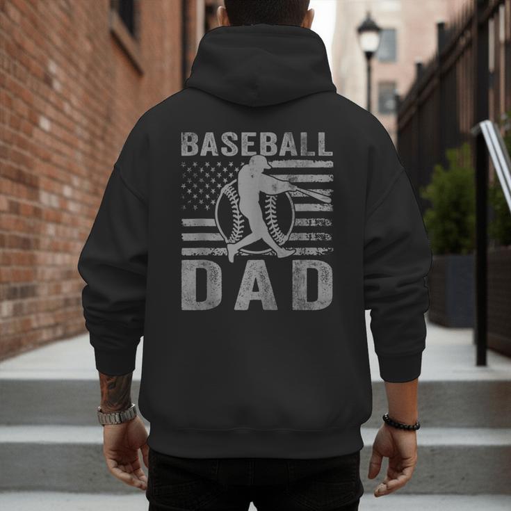 Baseball Dad USA American Flag Father's Day Men Men's Hoodie Back Print Baseball Dad USA American Flag Father's Day Men Men's Hoodie Back Print