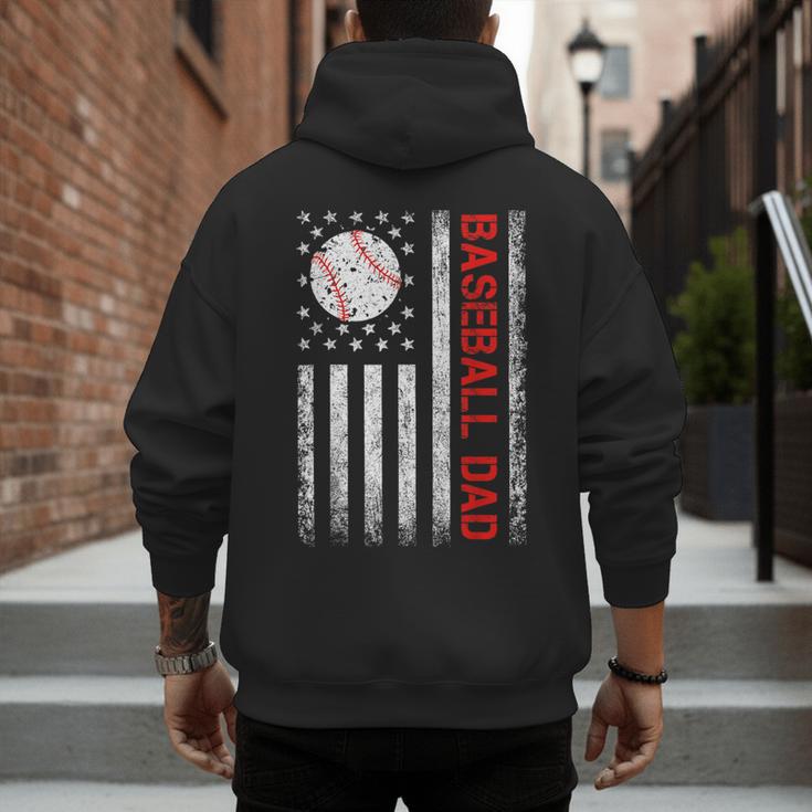 Baseball Dad USA American Flag Men Daddy Fathers Day Men's Hoodie Back Print Baseball Dad USA American Flag Men Daddy Fathers Day Men's Hoodie Back Print