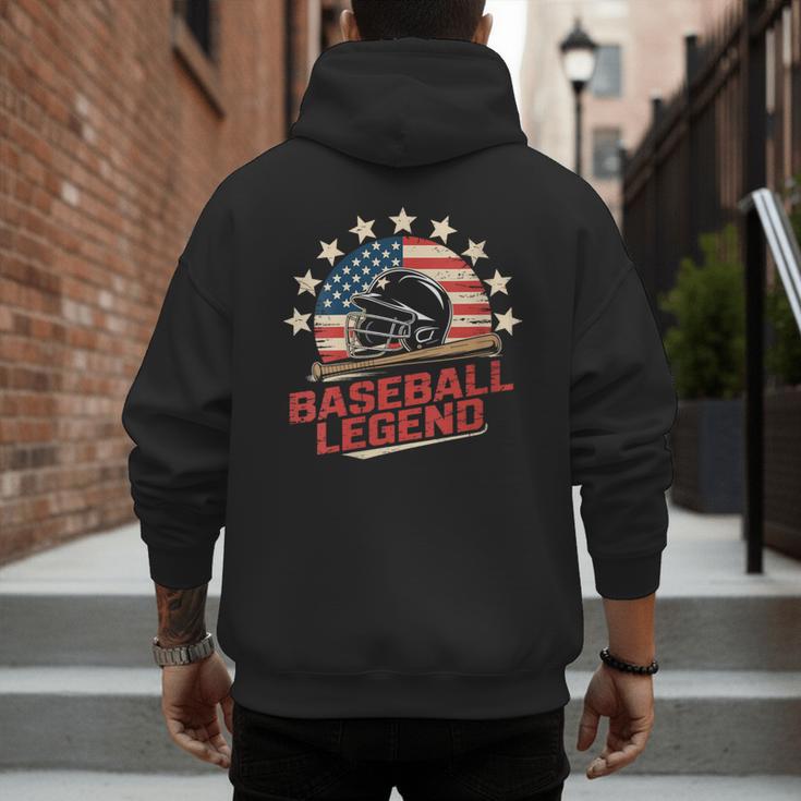 Baseball Dad USA Flag Men's Hoodie Back Print
